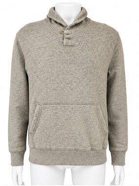 J.Crew Vintage Fleece Shawl Collar Hoodie Sweatshirt M Beige 100% Cotton Unisex